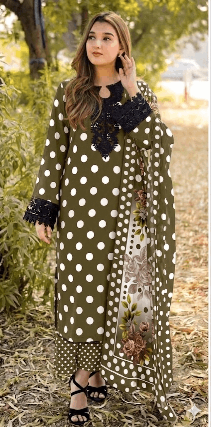 ZEYORAH Polka Dot Lawn 3-Piece
