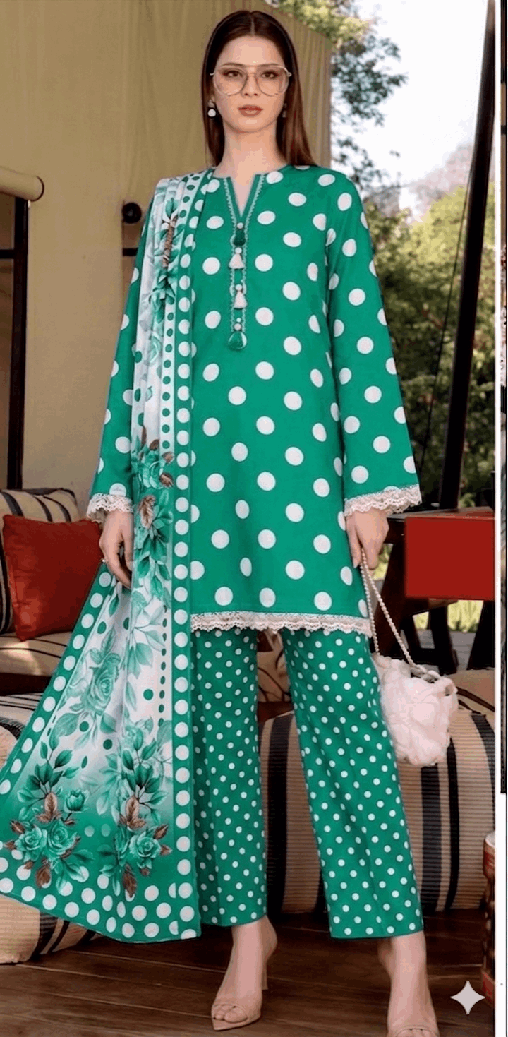 ZEYORAH Polka Dot Lawn 3-Piece
