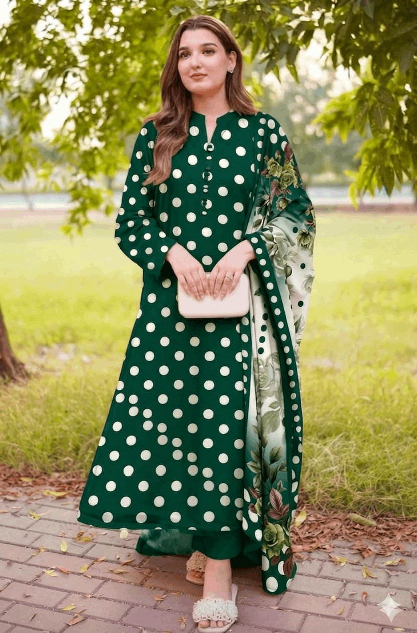 ZEYORAH Polka Dot Lawn 3-Piece