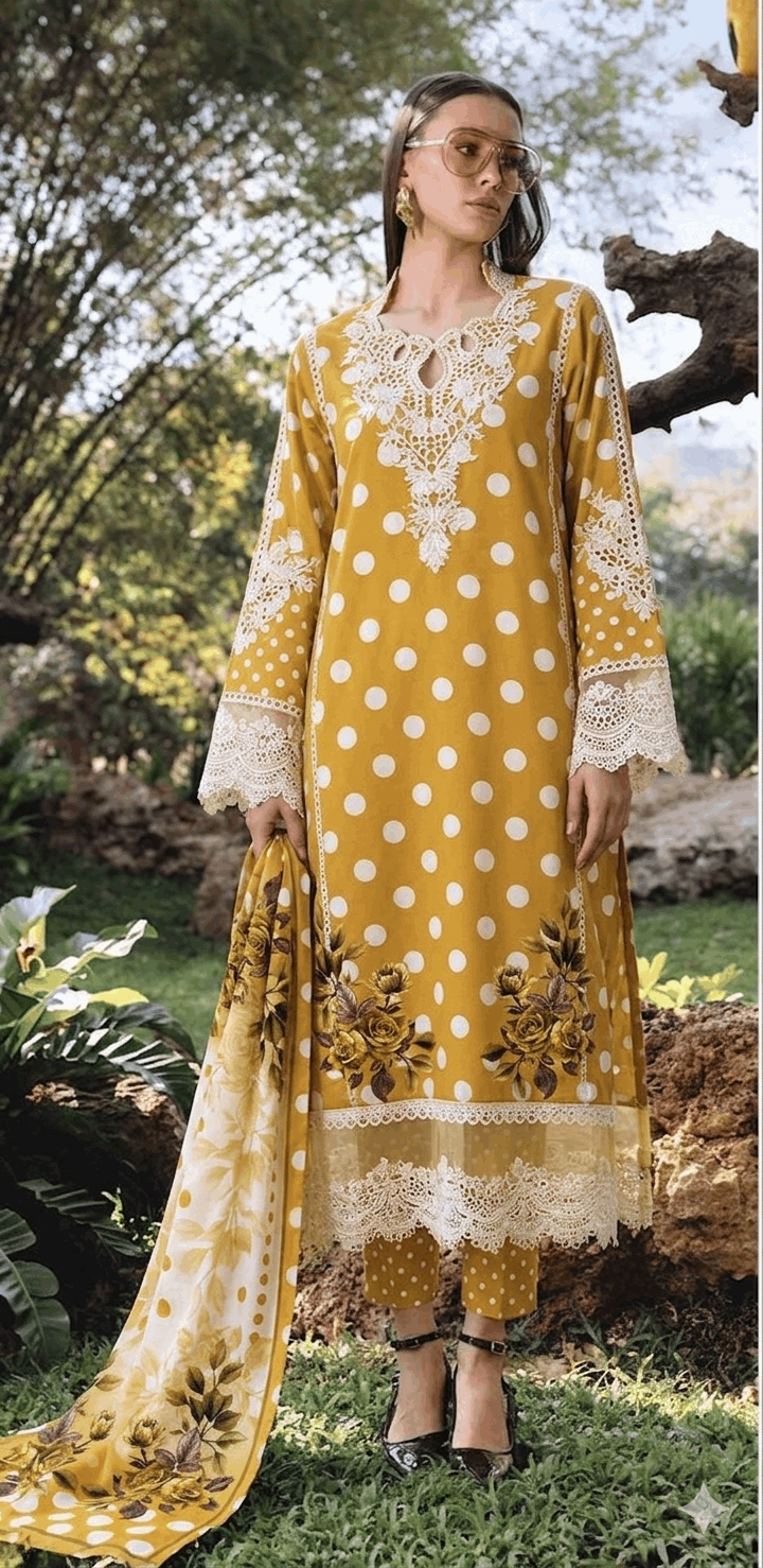 ZEYORAH Polka Dot Lawn 3-Piece